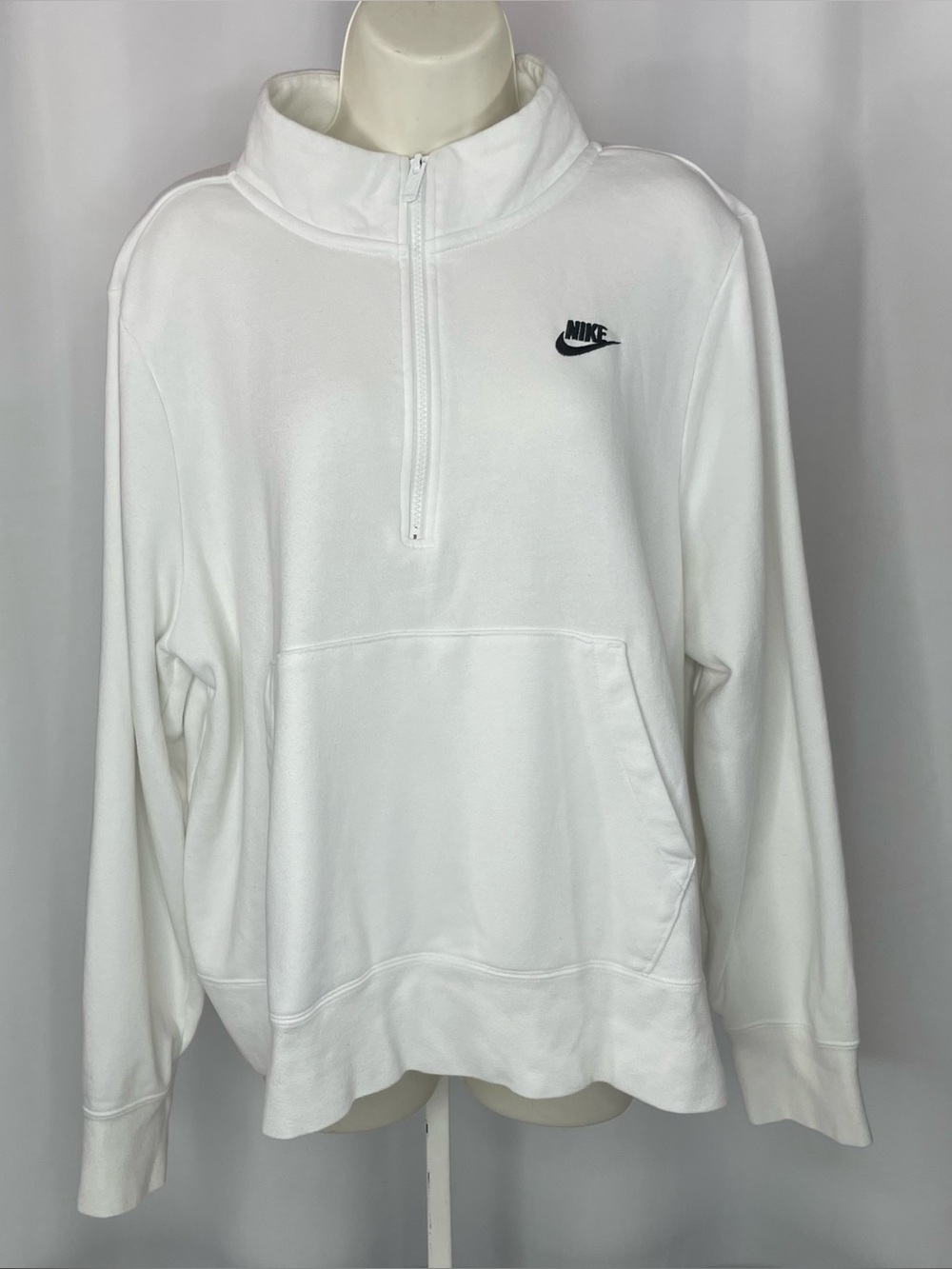 Nike Sportswear Women’s 0X White Fleece 1/4 Zip Pullover Sweatshirt